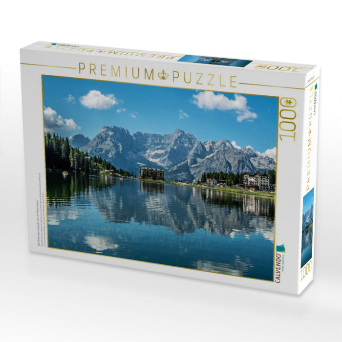 Die Dolomiten spiegeln sich im Misurinasee - CALVENDO Foto-Puzzle'