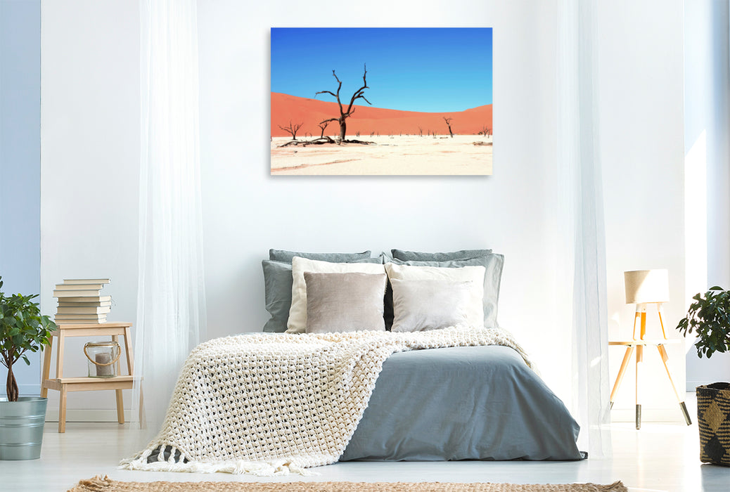 Premium Textil-Leinwand Premium Textil-Leinwand 120 cm x 80 cm quer Die Tonpfanne Deadvlei im Sossusvlei Nationalpark in der Namib Wüste in Namibia