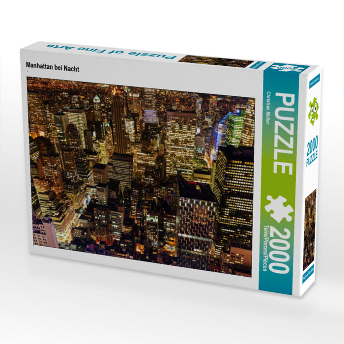 Manhattan bei Nacht 2000 Teile Puzzle quer - CALVENDO Foto-Puzzle'