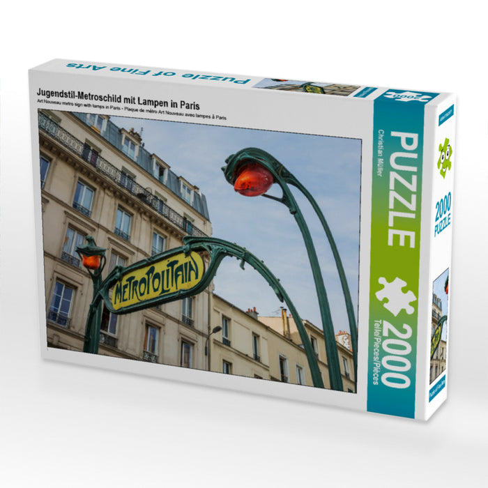 Jugendstil-Metroschild mit Lampen in Paris 2000 Teile Puzzle quer - CALVENDO Foto-Puzzle'