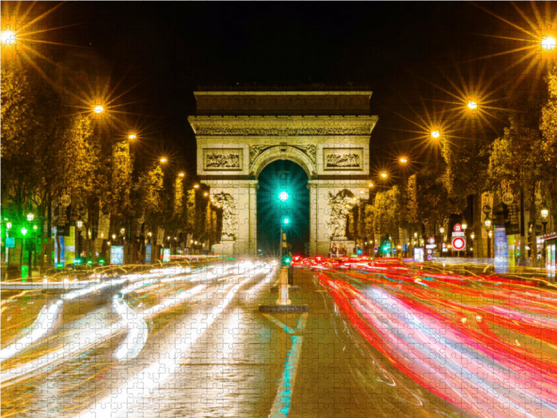 Triumphbogen in Paris bei Nacht 2000 Teile Puzzle quer - CALVENDO Foto-Puzzle'