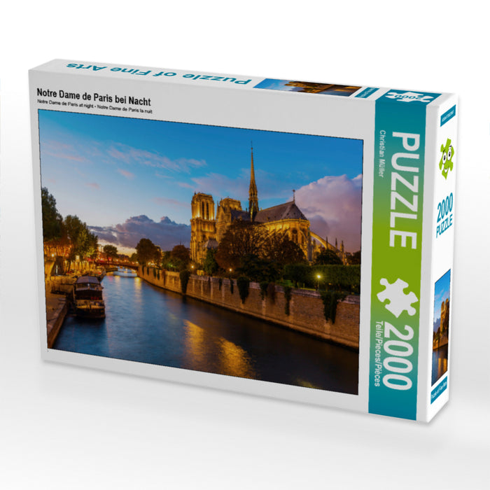 Notre Dame de Paris bei Nacht 2000 Teile Puzzle quer - CALVENDO Foto-Puzzle'
