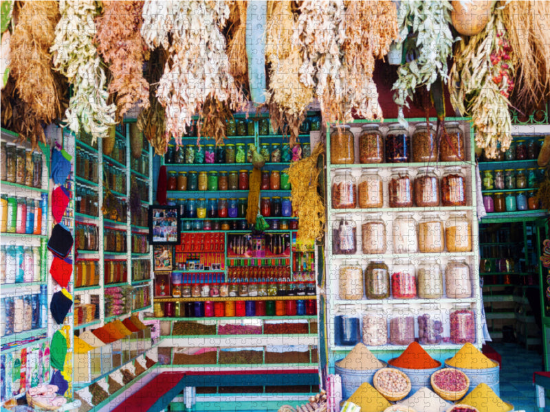 Gewürzstand in den Souks von Marrakesch 2000 Teile Puzzle quer - CALVENDO Foto-Puzzle'