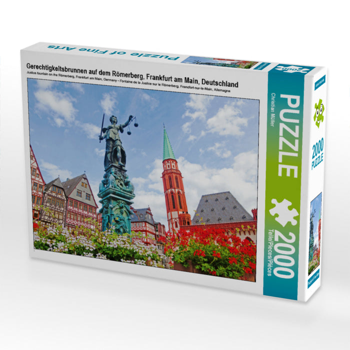 Gerechtigkeitsbrunnen auf dem Römerberg, Frankfurt am Main, Deutschland 2000 Teile Puzzle quer - CALVENDO Foto-Puzzle'