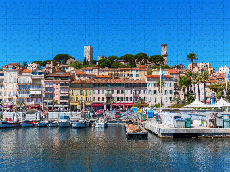 Blick vom Hafen auf die Altstadt von Cannes - CALVENDO Foto-Puzzle'
