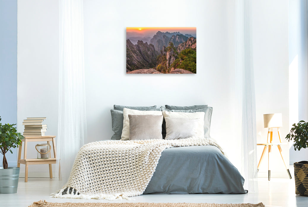 Premium Textil-Leinwand Premium Textil-Leinwand 120 cm x 80 cm quer Mount Huangshan, Yellow Mountain, Anhui Province