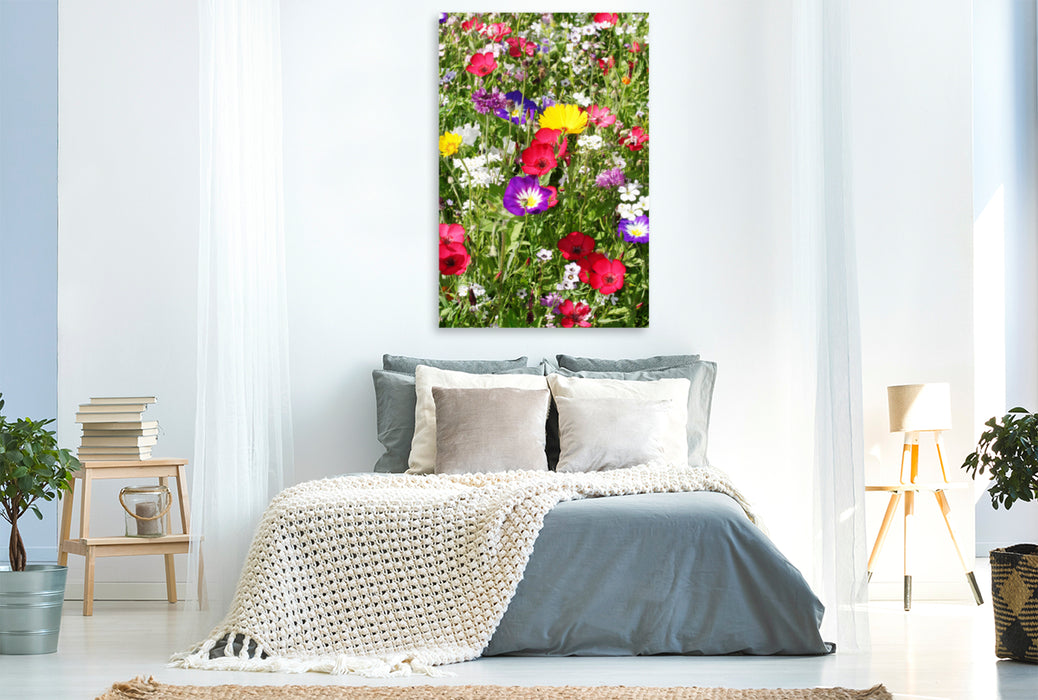 Premium Textil-Leinwand Premium Textil-Leinwand 80 cm x 120 cm  hoch Bunte Blumenwiese