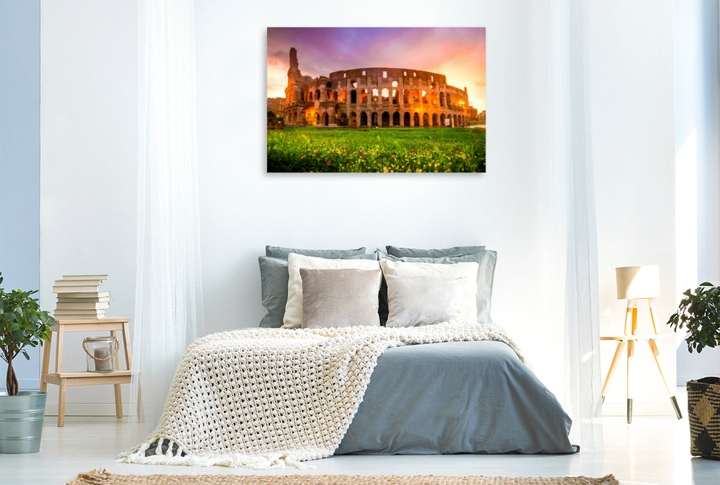 Premium textile canvas Premium textile canvas 120 cm x 80 cm landscape Colosseum in Rome 