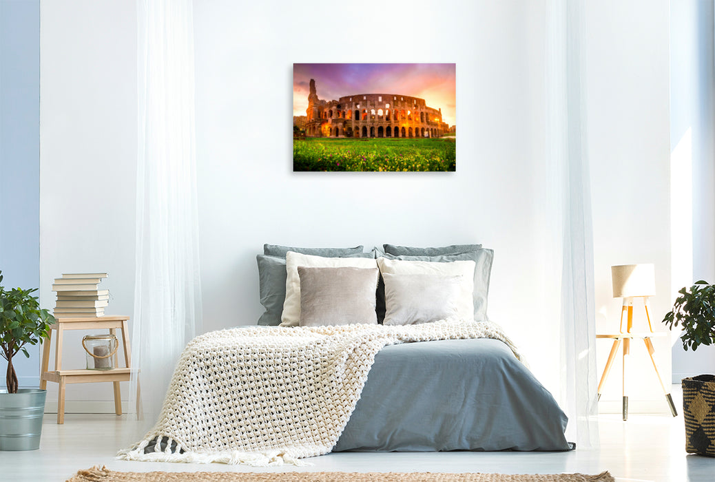 Premium textile canvas Premium textile canvas 120 cm x 80 cm landscape Colosseum in Rome 