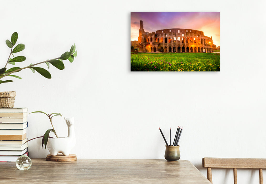 Premium textile canvas Premium textile canvas 120 cm x 80 cm landscape Colosseum in Rome 