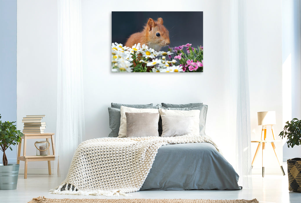 Premium textile canvas Premium textile canvas 120 cm x 80 cm landscape Chibs the flower squirrel 