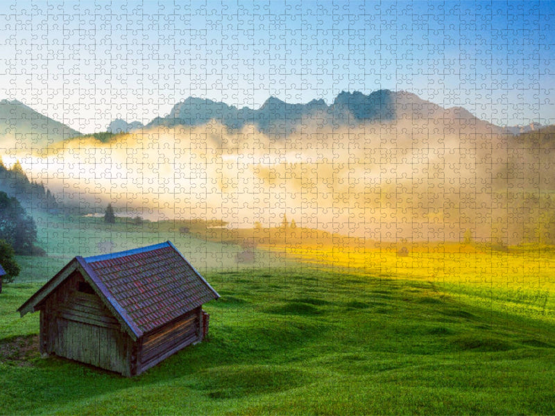Ziehende Wolken zu Sonnenuntergang - CALVENDO Foto-Puzzle'