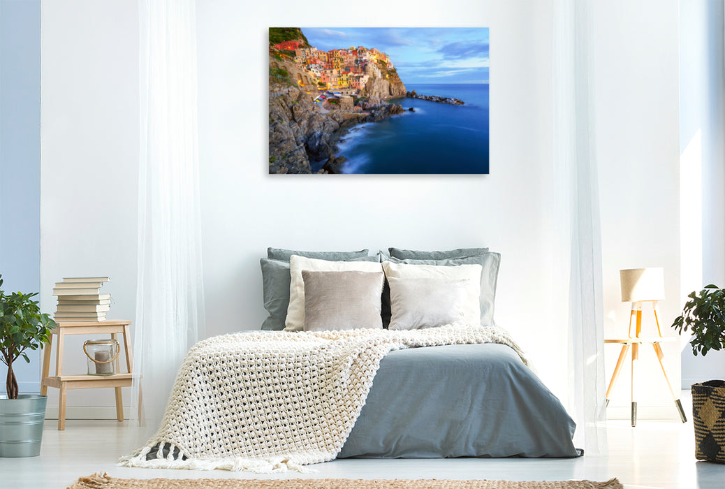 Toile textile premium Toile textile premium 120 cm x 80 cm paysage Manarola au dernier soleil 