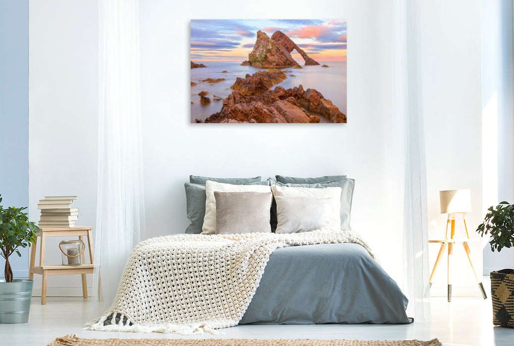 Toile textile haut de gamme Toile textile haut de gamme 120 cm x 80 cm paysage Coucher de soleil à Bow Fiddle Rock