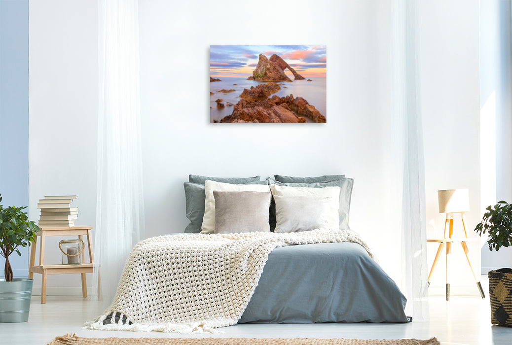 Toile textile haut de gamme Toile textile haut de gamme 120 cm x 80 cm paysage Coucher de soleil à Bow Fiddle Rock