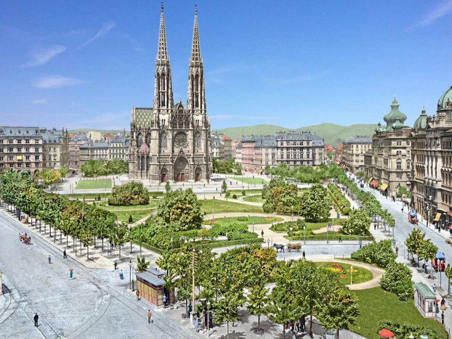 Wien - Maximilianplatz mit Votivkirche - CALVENDO Foto-Puzzle'