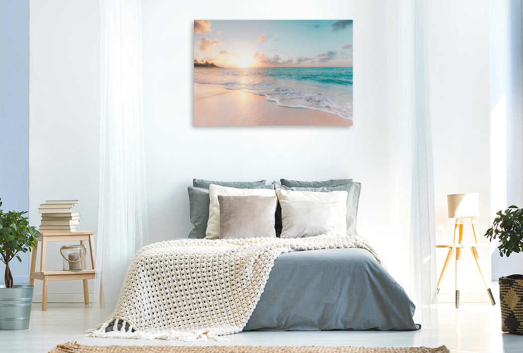 Toile textile premium Toile textile premium 120 cm x 80 cm paysage Rêve bleu - jeu de couleurs sur la plage 