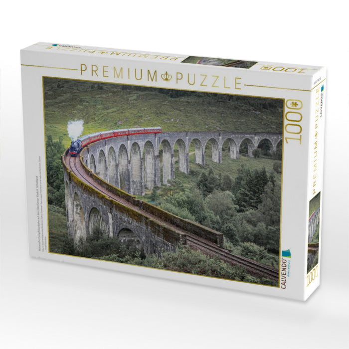 Historische Dampfeisenbahn auf dem Glenfinnan Viaduct, Schottland - CALVENDO Foto-Puzzle'