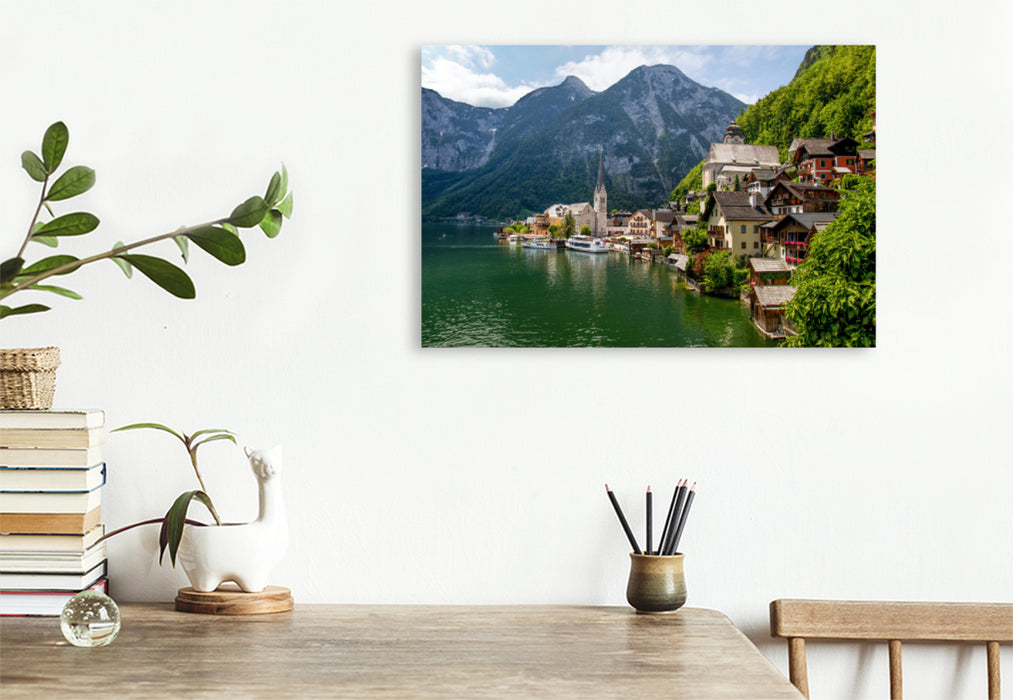 Toile textile haut de gamme Toile textile haut de gamme 120 cm x 80 cm paysage Hallstatt - quelle ville à couper le souffle 