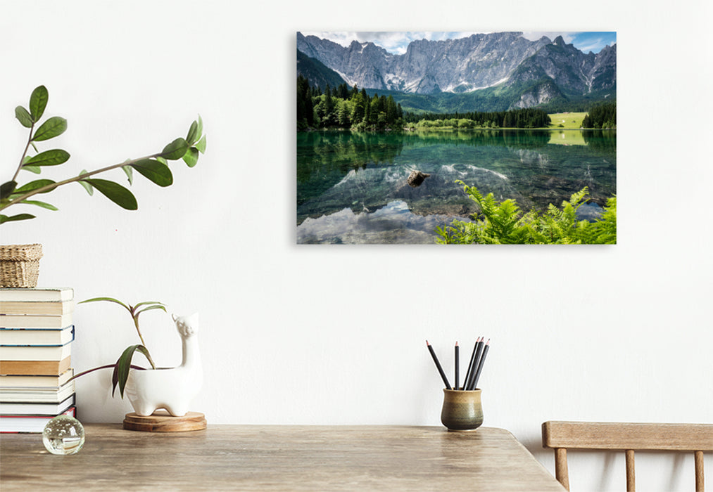 Toile textile haut de gamme Toile textile haut de gamme 120 cm x 80 cm paysage Lago di Fusine Superiore 