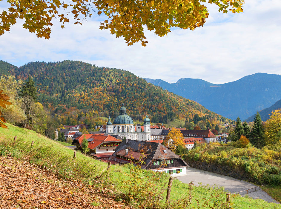 Herbstlandschaft Kloster Ettal in Oberbayern 2000 Teile Puzzle quer - CALVENDO Foto-Puzzle'