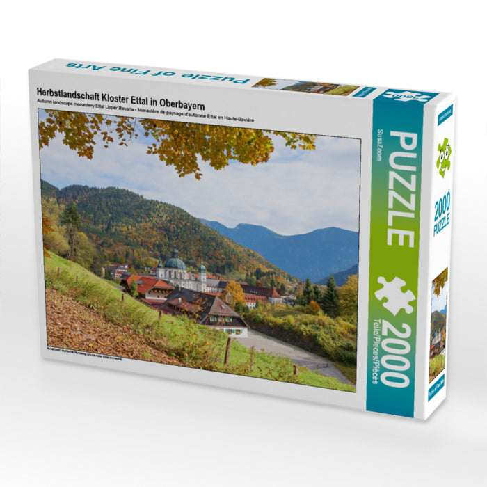 Herbstlandschaft Kloster Ettal in Oberbayern 2000 Teile Puzzle quer - CALVENDO Foto-Puzzle'