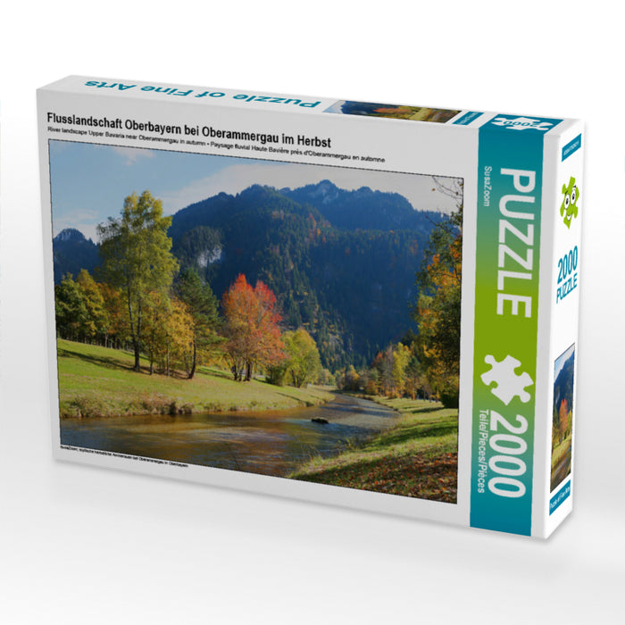 Flusslandschaft Oberbayern bei Oberammergau im Herbst 2000 Teile Puzzle quer - CALVENDO Foto-Puzzle'