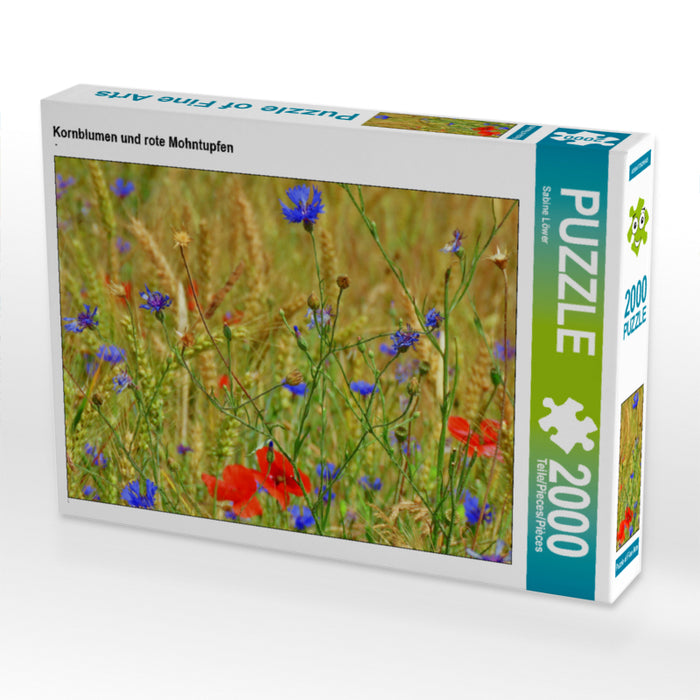 Kornblumen und rote Mohntupfen 2000 Teile Puzzle quer - CALVENDO Foto-Puzzle'