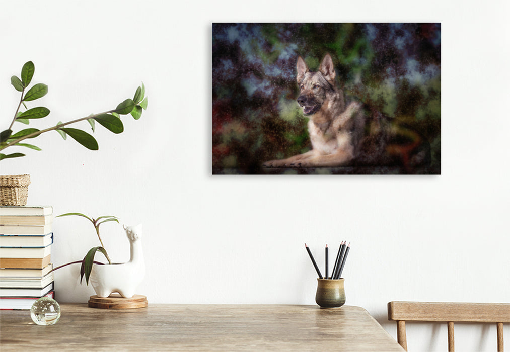 Premium textile canvas Premium textile canvas 120 cm x 80 cm landscape German Shepherd 