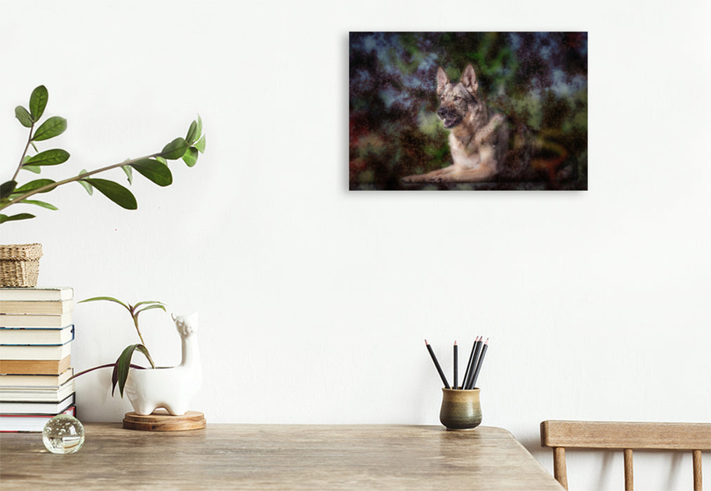 Premium textile canvas Premium textile canvas 120 cm x 80 cm landscape German Shepherd 