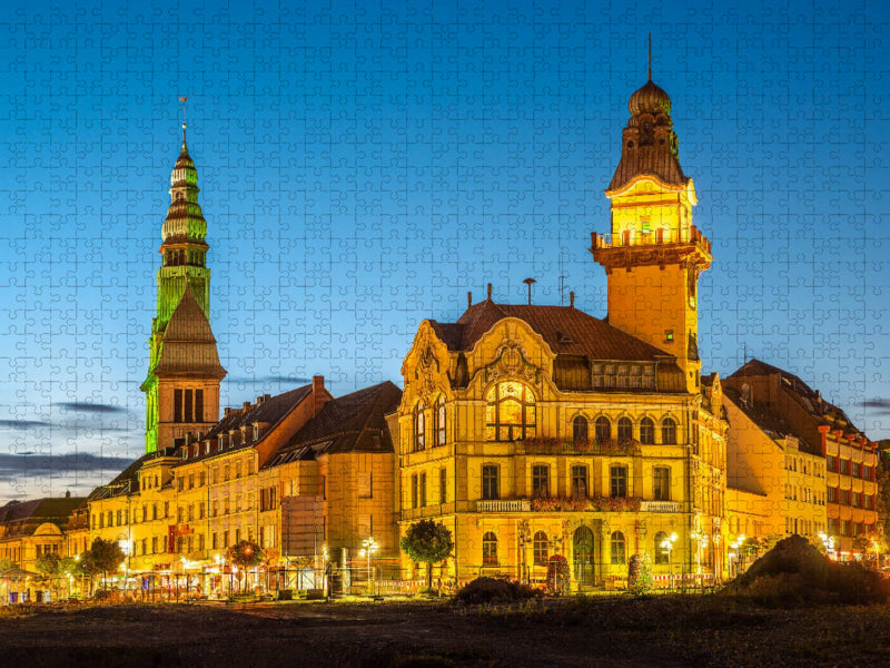 Hilmar Buchmann - Blick auf das Alte Rathaus und die Eligiuskirche in Völklingen. - CALVENDO Foto-Puzzle'