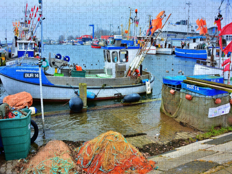 Am frühen Morgen gibt es frischen Fisch direkt vom Boot - CALVENDO Foto-Puzzle'