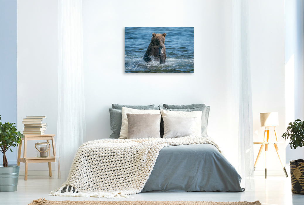 Premium textile canvas Premium textile canvas 120 cm x 80 cm landscape Bathing makes you so hungry! 