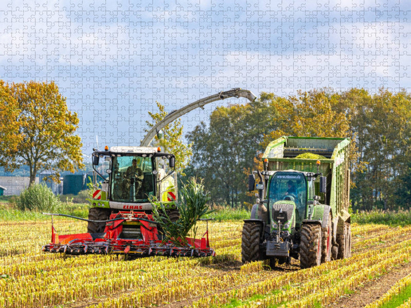 Claas Jaguar 950 und Fendt 724 Vario mit Fendt Tigo 65 XR D Ladewagen - CALVENDO Foto-Puzzle'