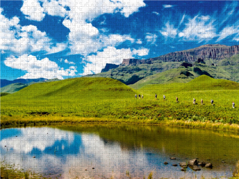 Wandergruppe in den Drakensbergen 1000 Teile Puzzle quer - CALVENDO Foto-Puzzle'