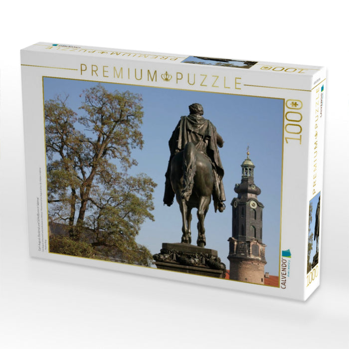 Carl-August-Denkmal und Schloßturm in Weimar - CALVENDO Foto-Puzzle'