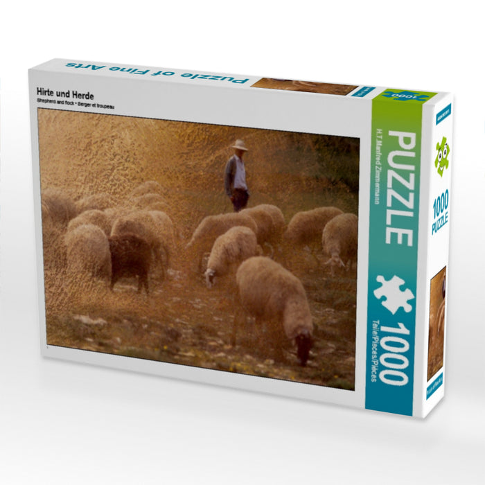 Hirte und Herde 1000 Teile Puzzle quer - CALVENDO Foto-Puzzle'