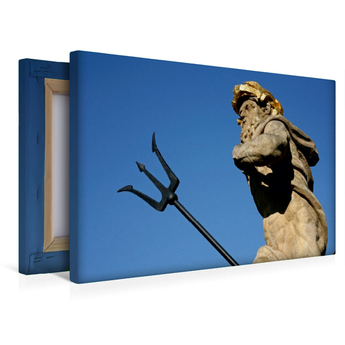 Premium Textil-Leinwand Neptunbrunnen in Weimar
