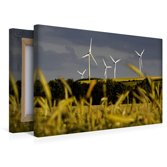 Premium Textil-Leinwand Landschaft mit Windkraftanlagen