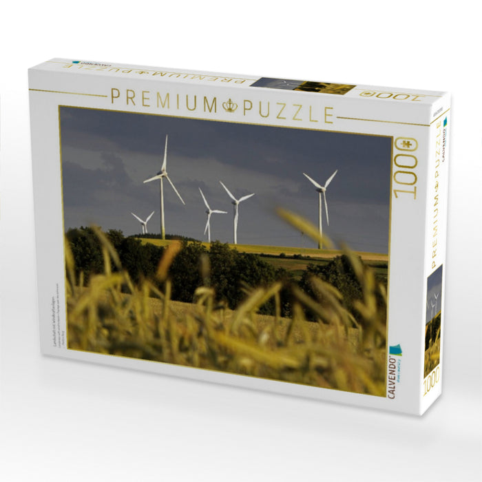 Landschaft mit Windkraftanlagen - CALVENDO Foto-Puzzle'