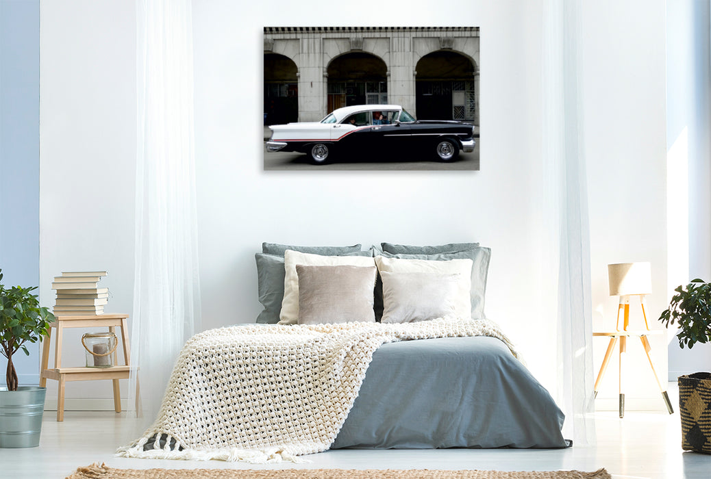 Premium Textil-Leinwand Premium Textil-Leinwand 120 cm x 80 cm quer Oldsmobile 1957 - Ein Motiv aus dem Kalender "Black is Beautiful - Schwarze Oldtimer"