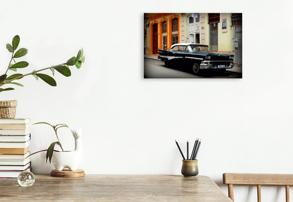 Premium Textil-Leinwand Premium Textil-Leinwand 120 cm x 80 cm quer Ford Fairlane 500 - Ein Motiv aus dem Kalender "Black is Beautiful - Schwarze Oldtimer"