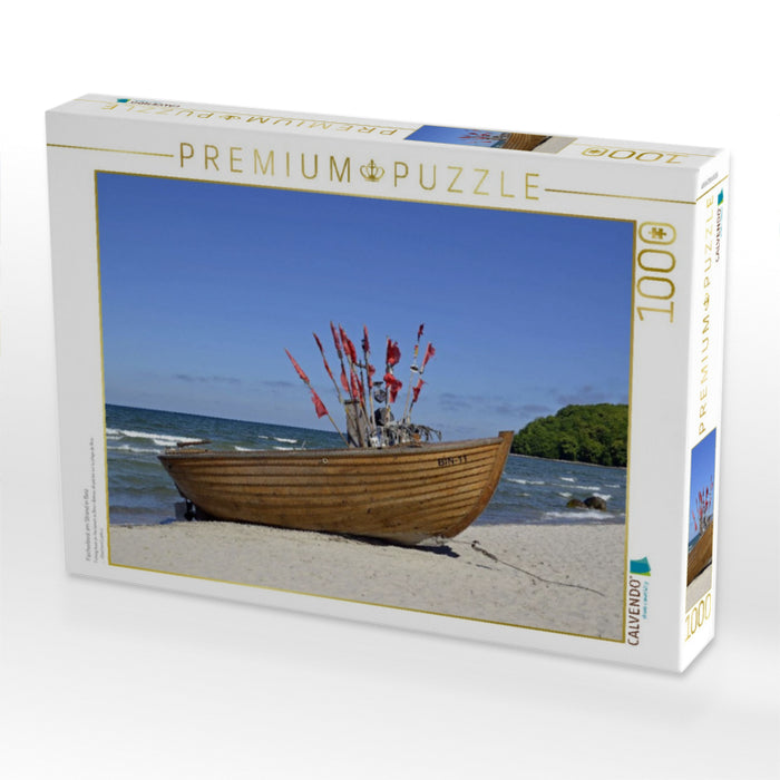 Fischerboot am Strand in Binz - CALVENDO Foto-Puzzle'