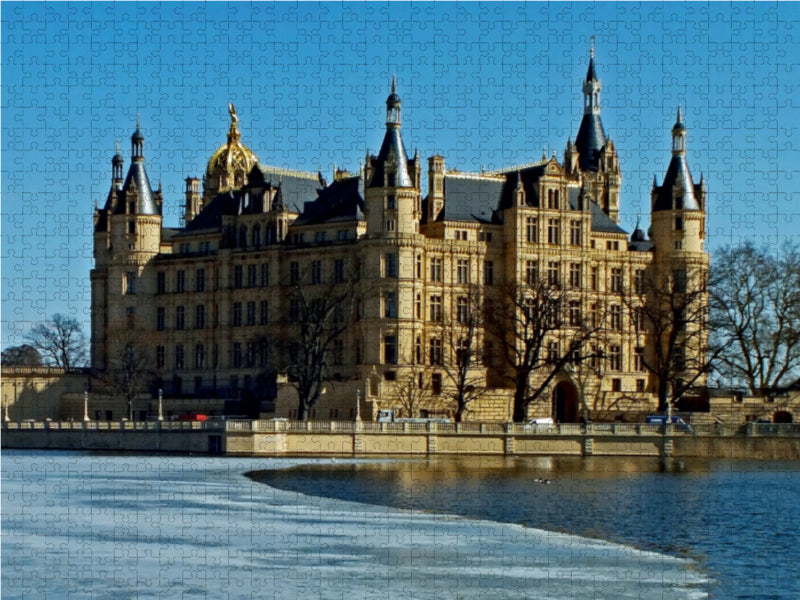 Eiszeit am Schweriner Schloss 1000 Teile Puzzle quer - CALVENDO Foto-Puzzle'