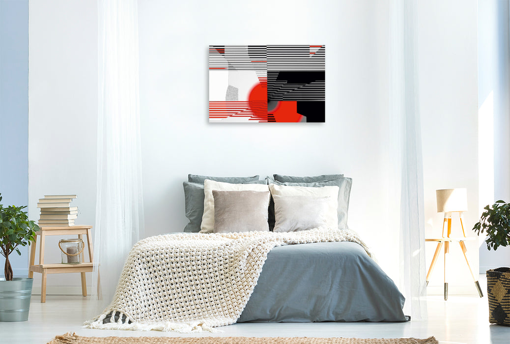 Premium Textil-Leinwand Premium Textil-Leinwand 120 cm x 80 cm quer Schwarz weiß trifft rot Version 4
