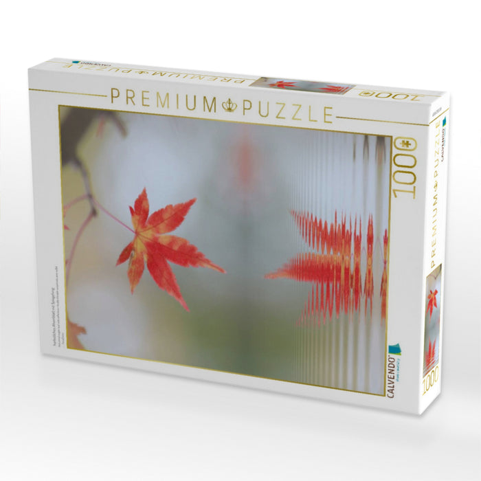 herbstliches Ahornblatt mit Spiegelung - CALVENDO Foto-Puzzle'