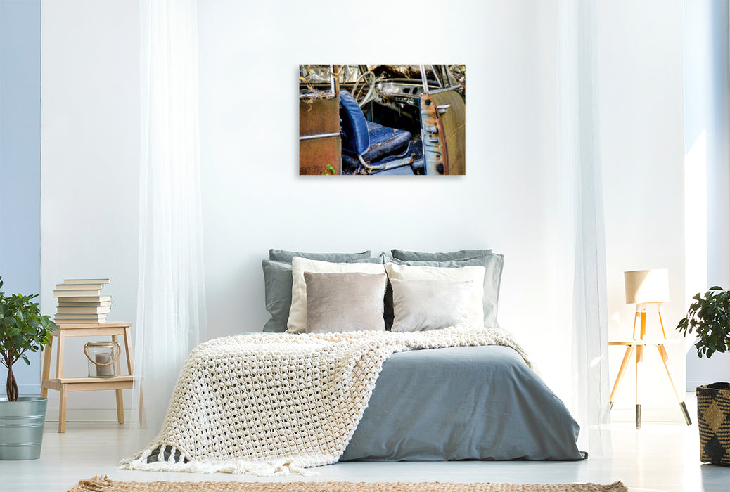 Premium Textil-Leinwand Premium Textil-Leinwand 120 cm x 80 cm quer Blaues Design