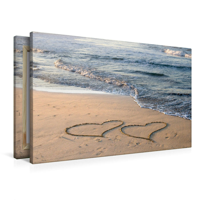 Premium Textil-Leinwand Verliebt am Strand