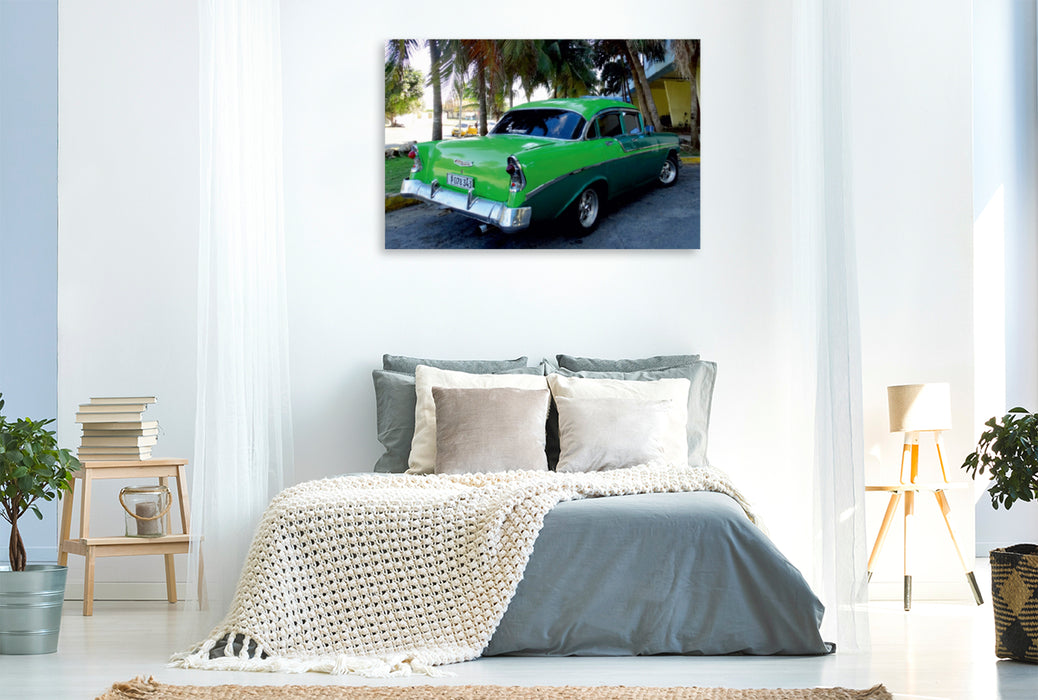 Premium Textil-Leinwand Premium Textil-Leinwand 120 cm x 80 cm quer Ein Motiv aus dem Kalender  "Auto-Legenden -  Chevrolet Bel Air"