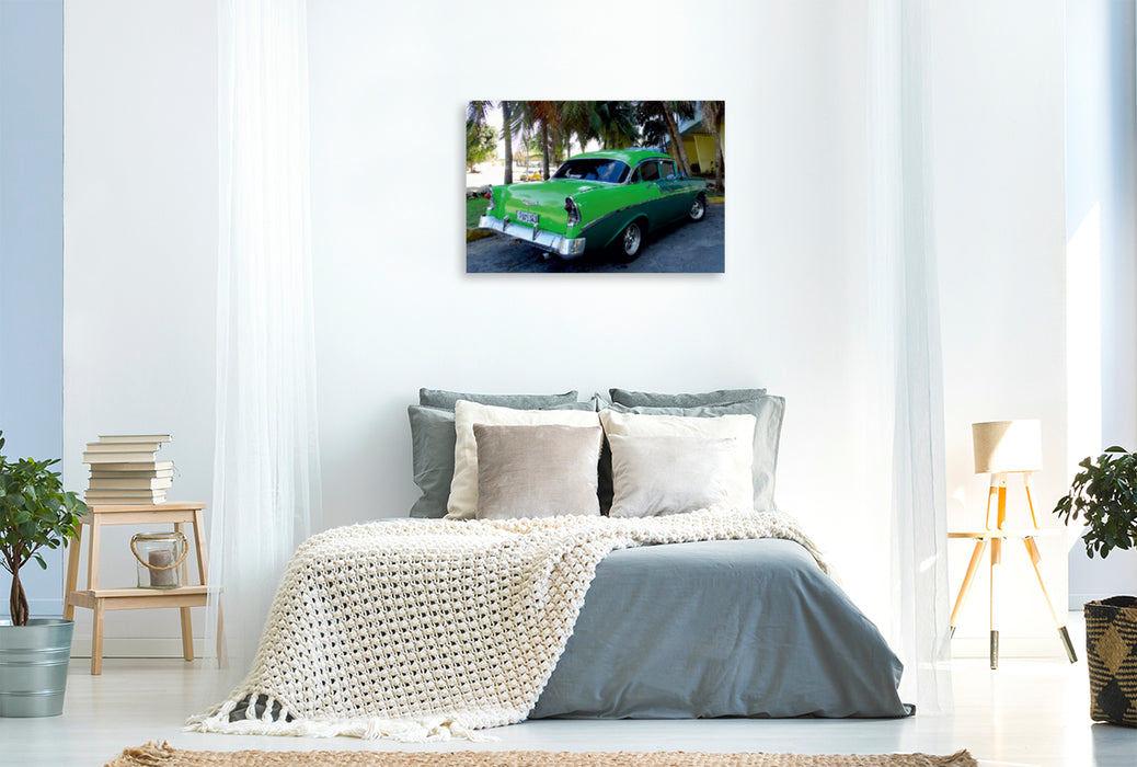 Premium Textil-Leinwand Premium Textil-Leinwand 120 cm x 80 cm quer Ein Motiv aus dem Kalender  "Auto-Legenden -  Chevrolet Bel Air"